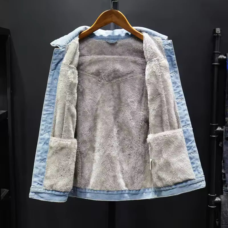 Warm Fleece Lined Blue Jean Jacket