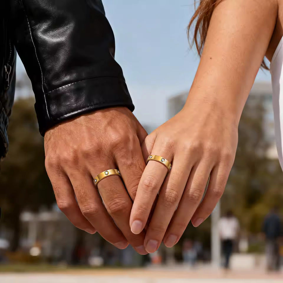 Minimalist Gold Band with Sparkling Stone