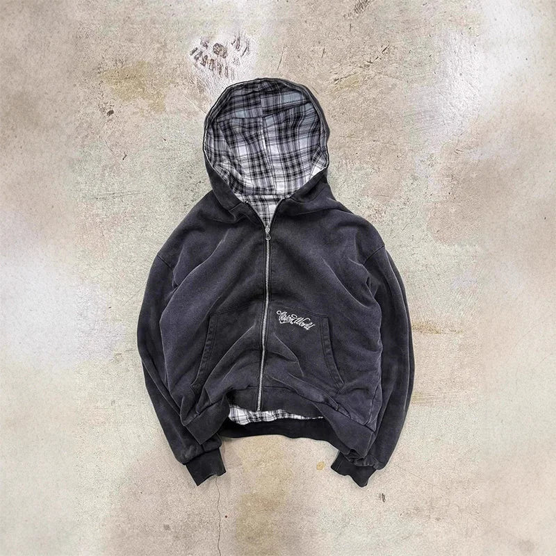 Vintage Washed Zip-Up Hoodie